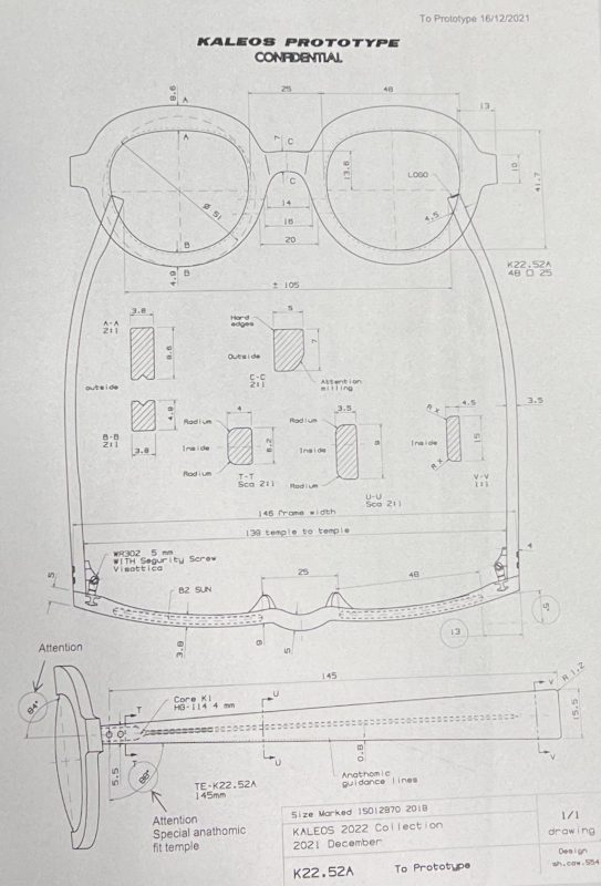 Protoype de monture optique Kaleos - The beautiful shape